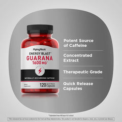 Two bottles of Piping Rock Guarana 1600 mg - Pack of 2