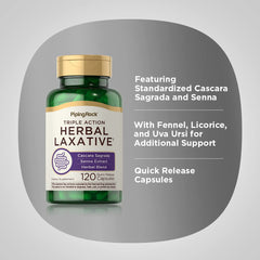 Piping Rock ingredient label showing cascara sagrada and senna for consistent potency