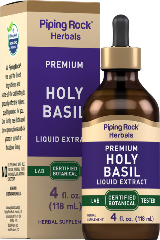Piping Rock Holy Basil Liquid Extract bottle - front view