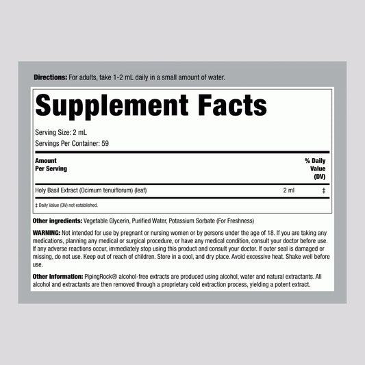 Tulsi Holy Basil tincture bottle label close-up