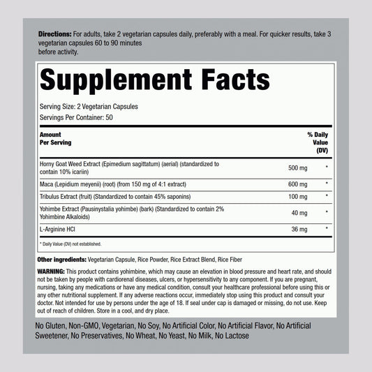 Standardized extract close-up of Horny Goat Weed capsules