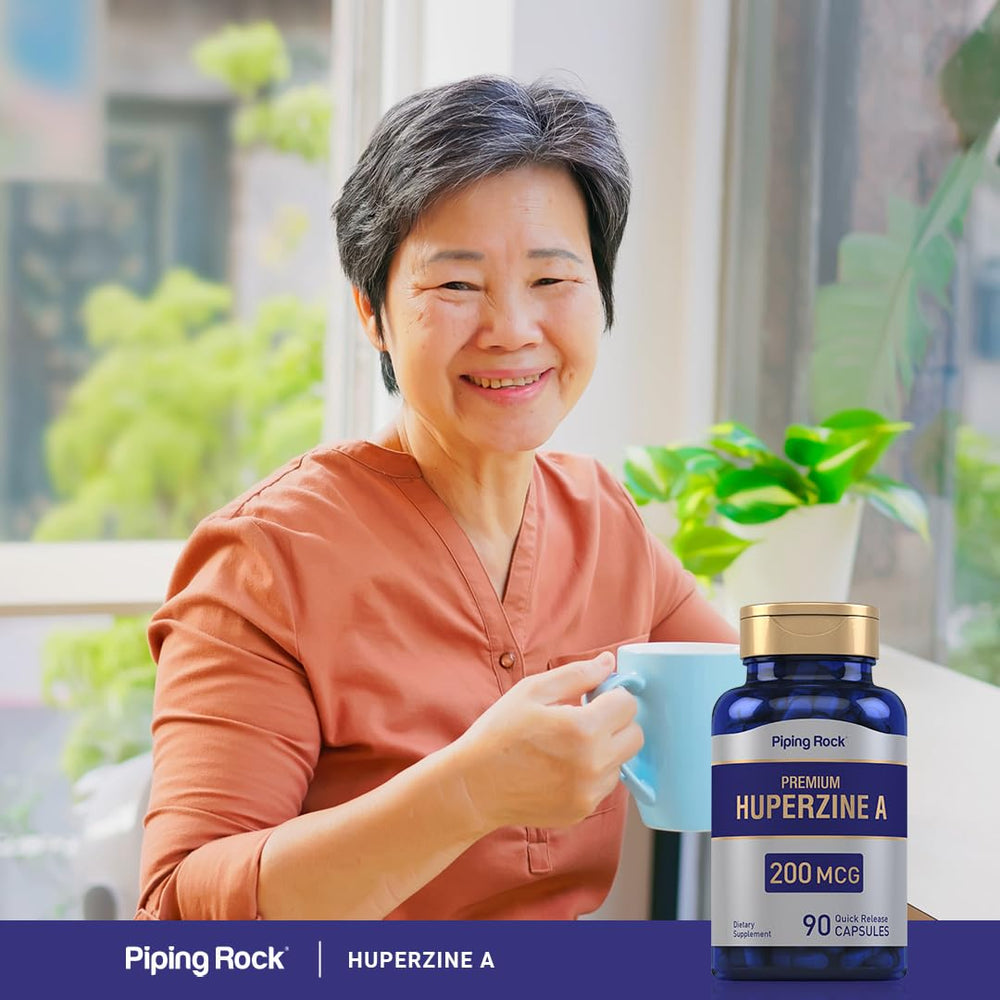 Supplement facts label of Piping Rock Huperzine A showing dosage and ingredient transparency benefit