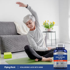 Piping Rock supplement on a kitchen counter with morning glass showing daily use