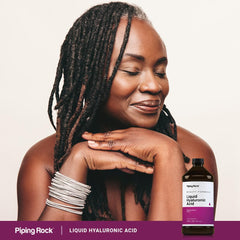 Laboratory tested seal and nutritional info on Hyaluronic Acid bottle