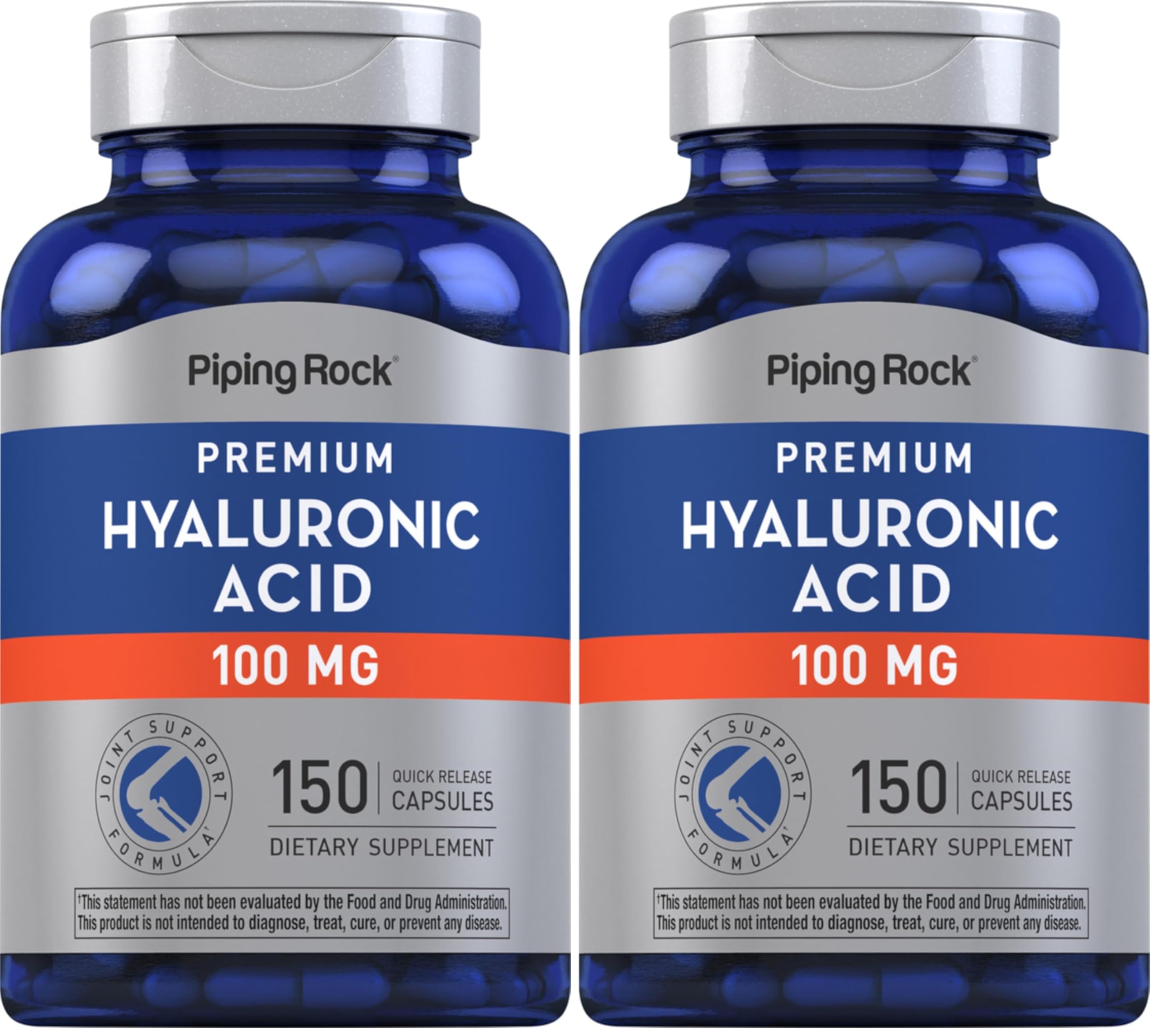 Bottle of Piping Rock Hyaluronic Acid Supplement with 150 capsules
