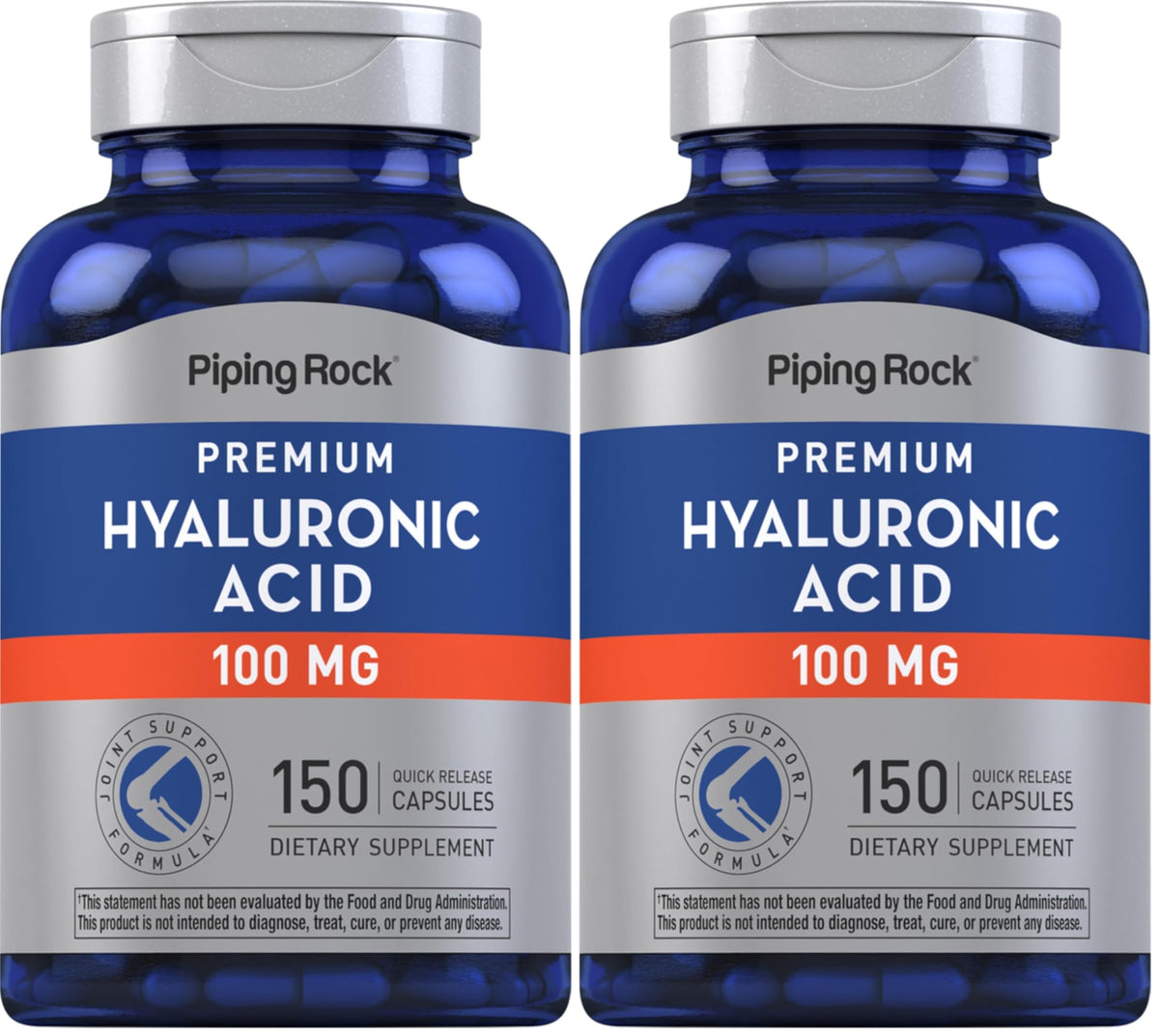 Bottle of Piping Rock Hyaluronic Acid Supplement with 150 capsules