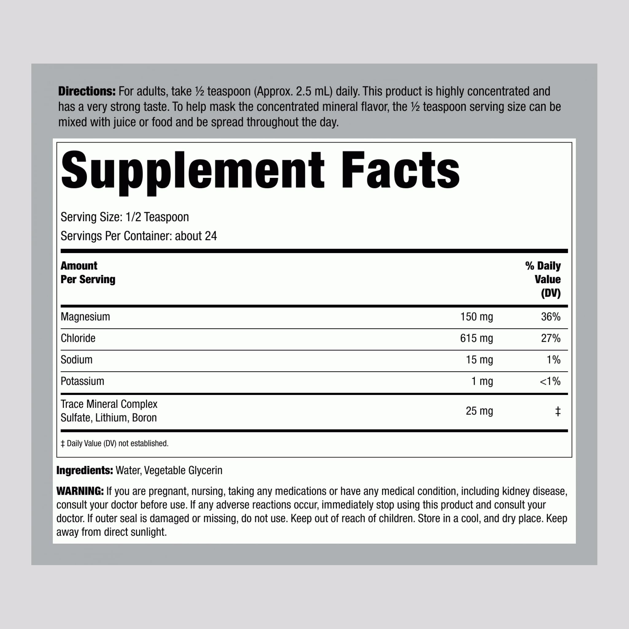 Piping Rock dropper dispensing liquid magnesium highlighting precise 150 mg dosing