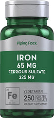 Piping Rock bottle front view showing label and tablet count for easy identification and storage