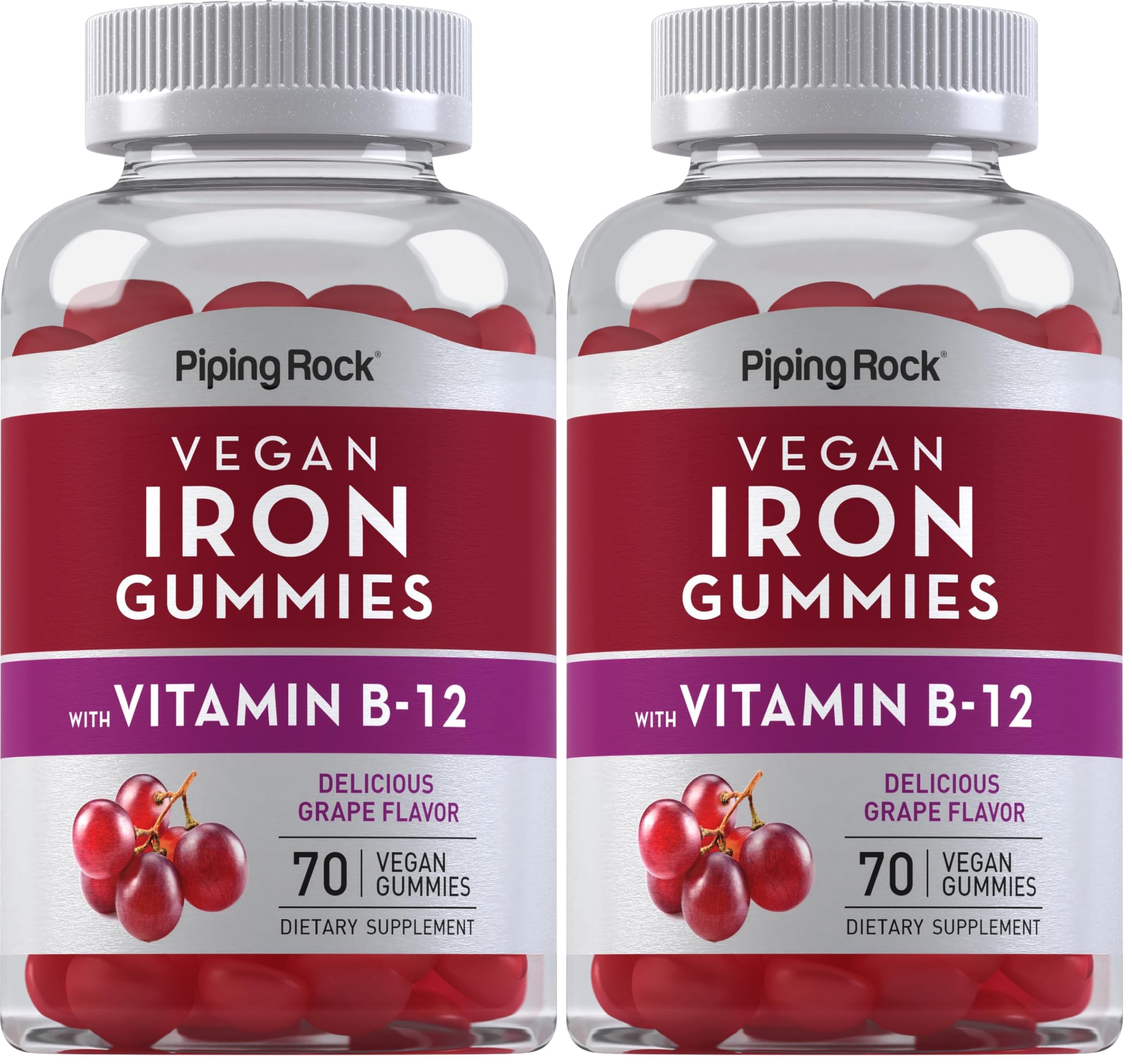 Piping Rock Iron Gummies bottle front view, 70-count