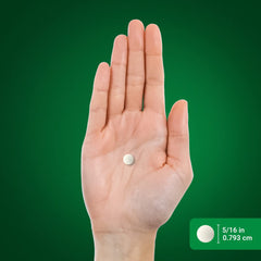 Piping Rock hand holding a tablet showing coated finish and ease of swallowing before use