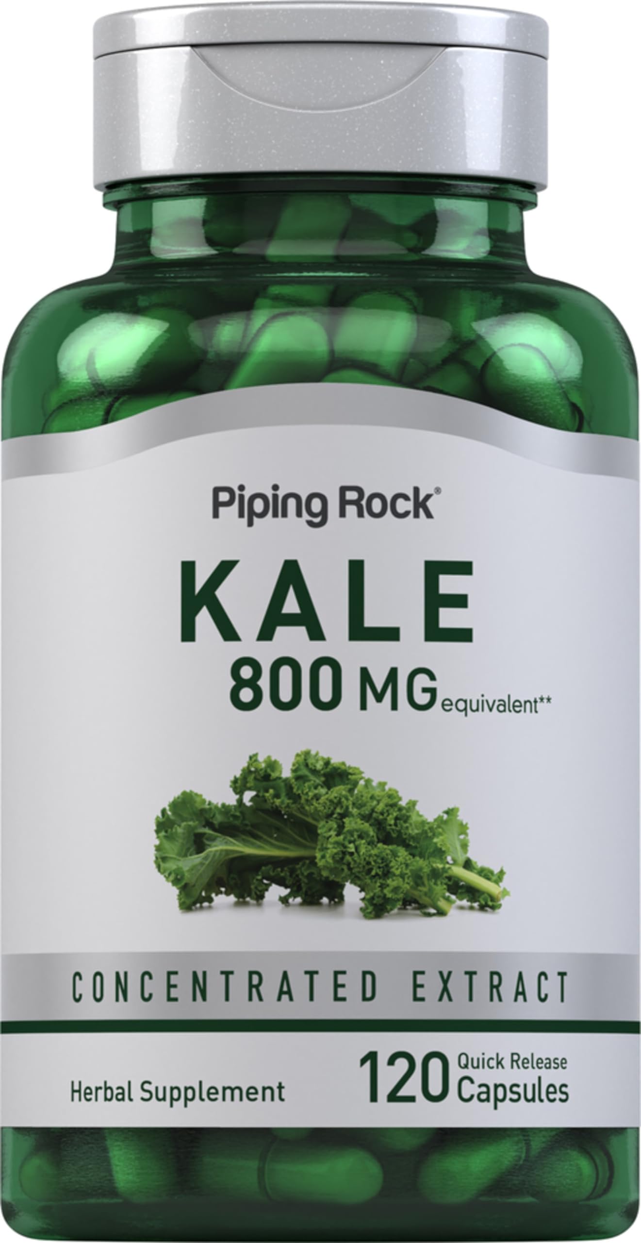 Piping Rock Kale Extract Capsules bottle with 800mg label