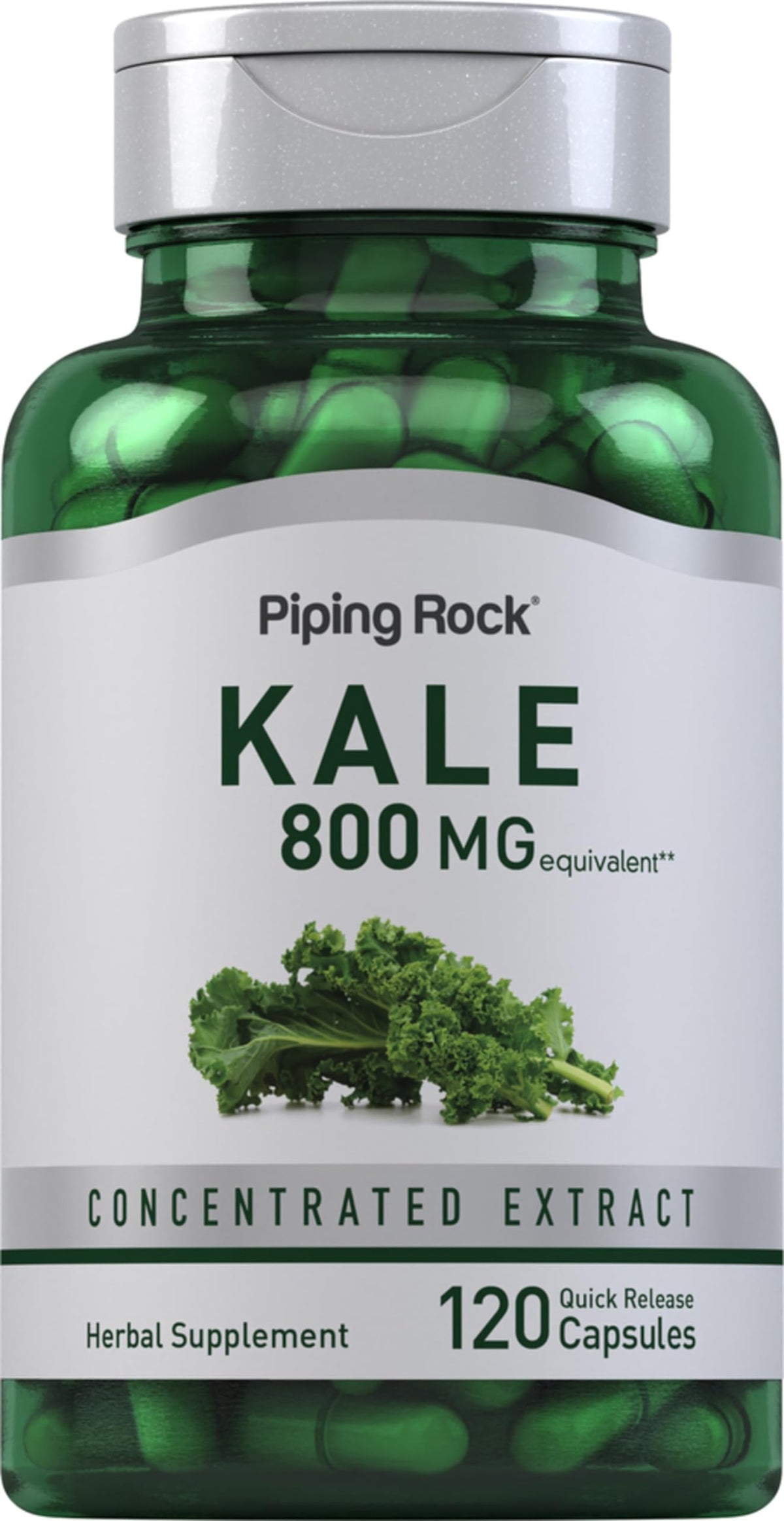 Piping Rock Kale Extract Capsules bottle with 800mg label