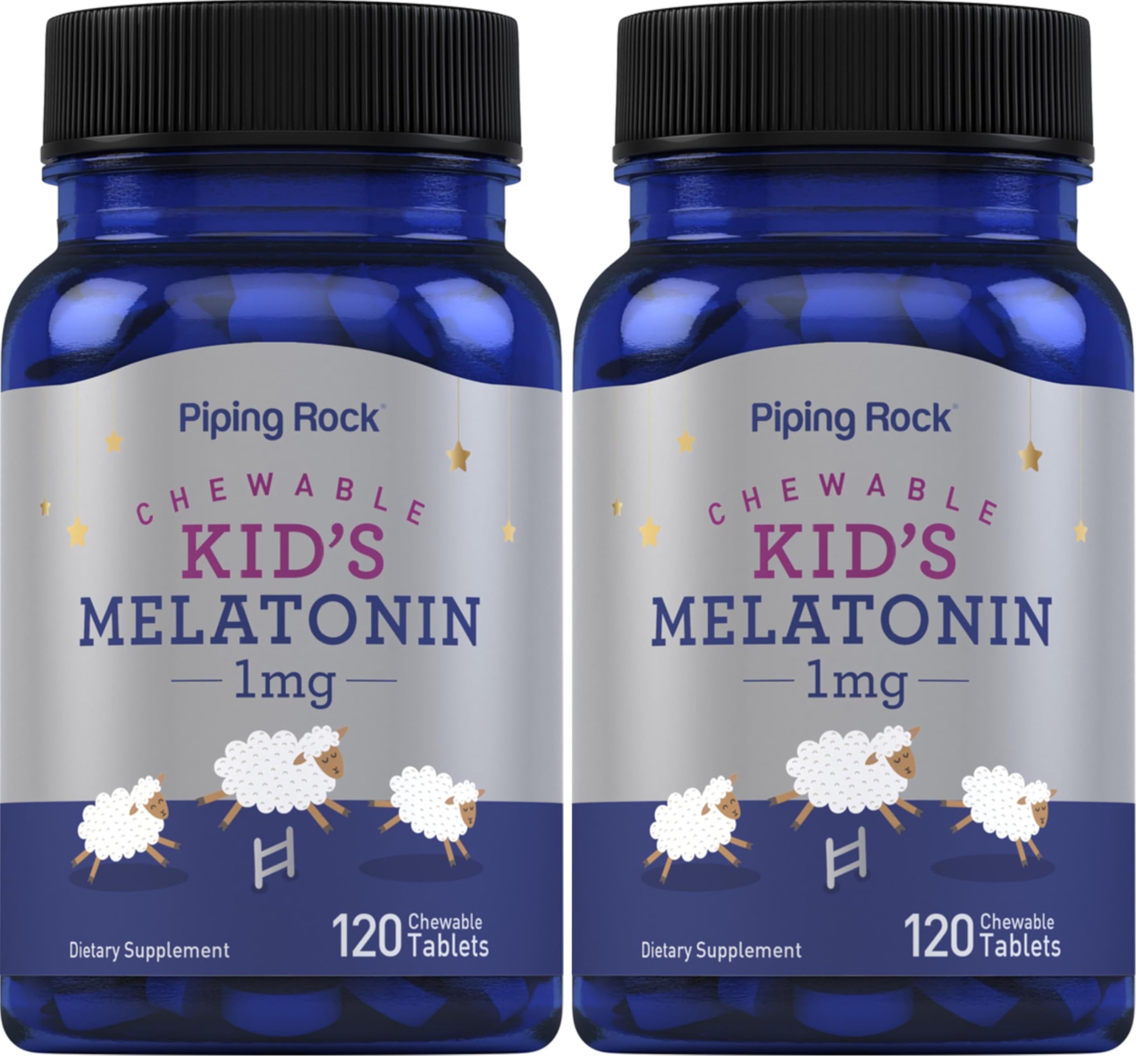 Front view of Piping Rock Kids Melatonin 1mg 120 chewables Pack 2