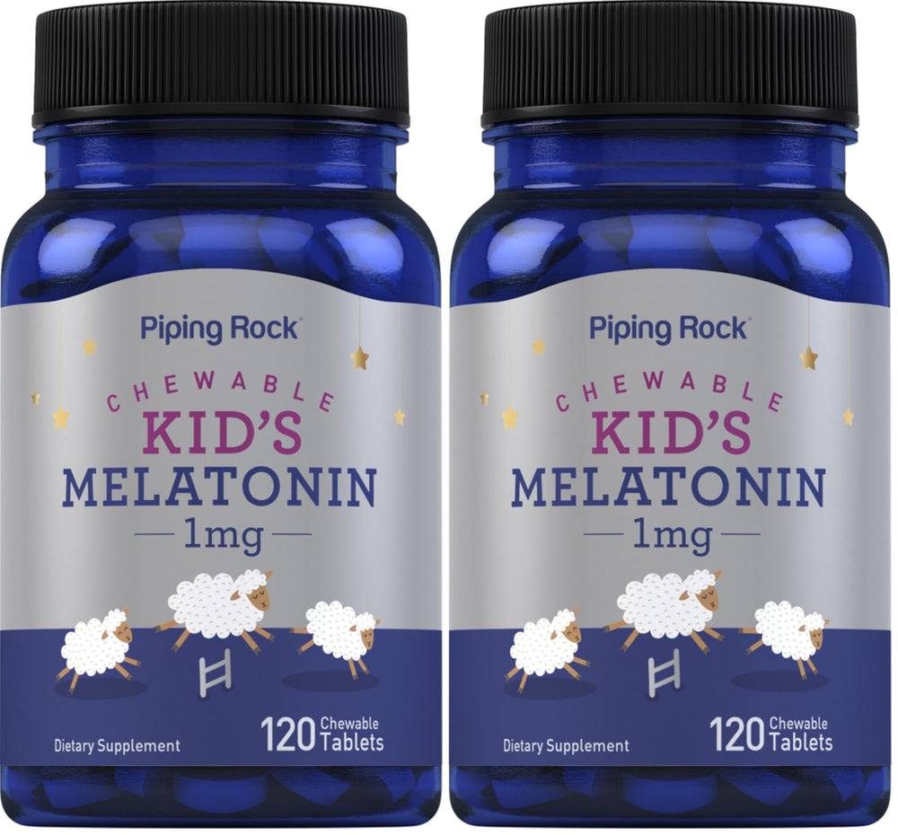 Front view of Piping Rock Kids Melatonin 1mg 120 chewables Pack 2