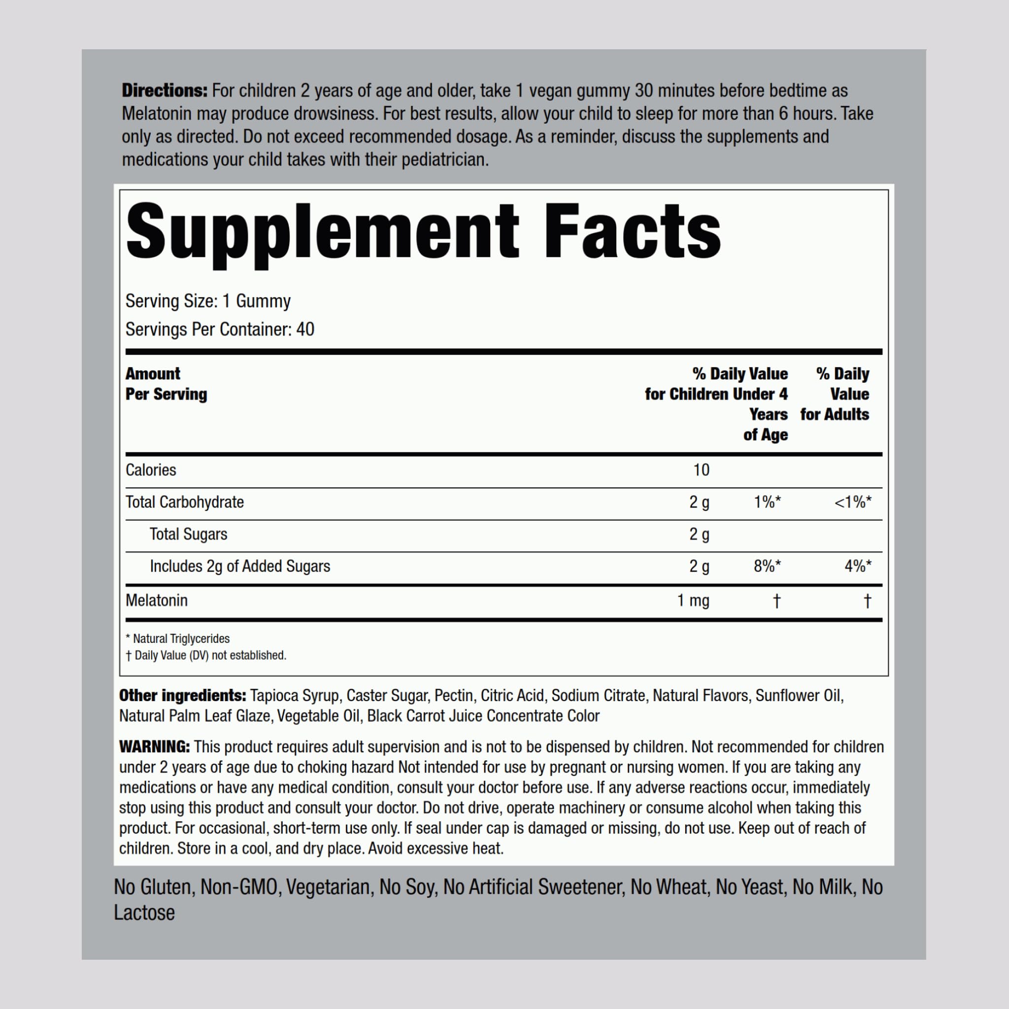Bottle 2 of Piping Rock Kids Melatonin Gummy 1mg Cherry Pack 2