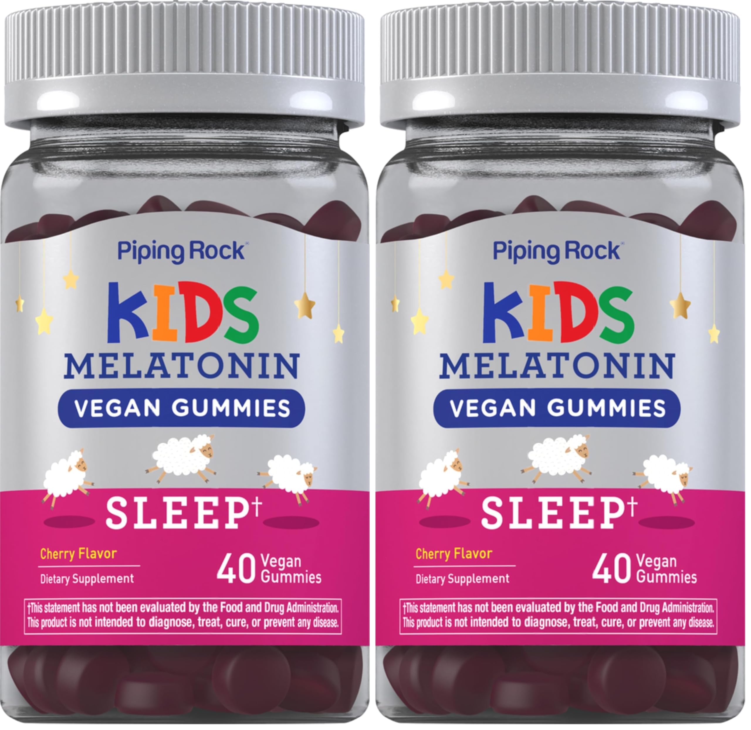 Front view of Piping Rock Kids Melatonin Gummy 1mg Cherry Pack 2
