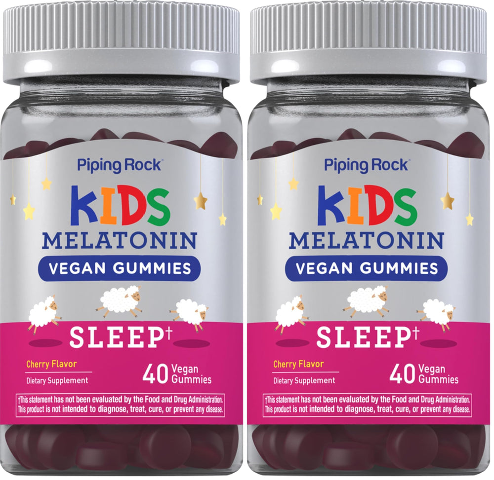 Front view of Piping Rock Kids Melatonin Gummy 1mg Cherry Pack 2