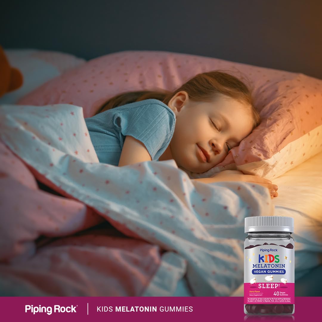 Piping Rock Kids Melatonin Gummy packaging communicates clear bedtime use.