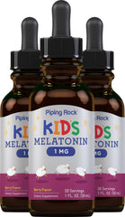 Piping Rock Kids Melatonin Liquid berry bottle front view for kid-friendly sleep