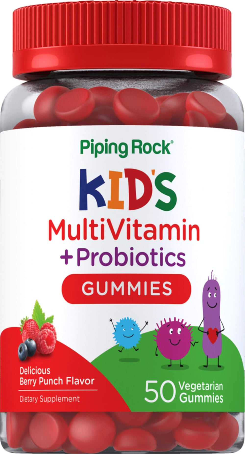 Piping Rock Kid's Multivitamin & Probiotic bottle with Berry Punch label
