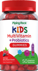 Piping Rock Kid's Multivitamin & Probiotic bottle with Berry Punch label