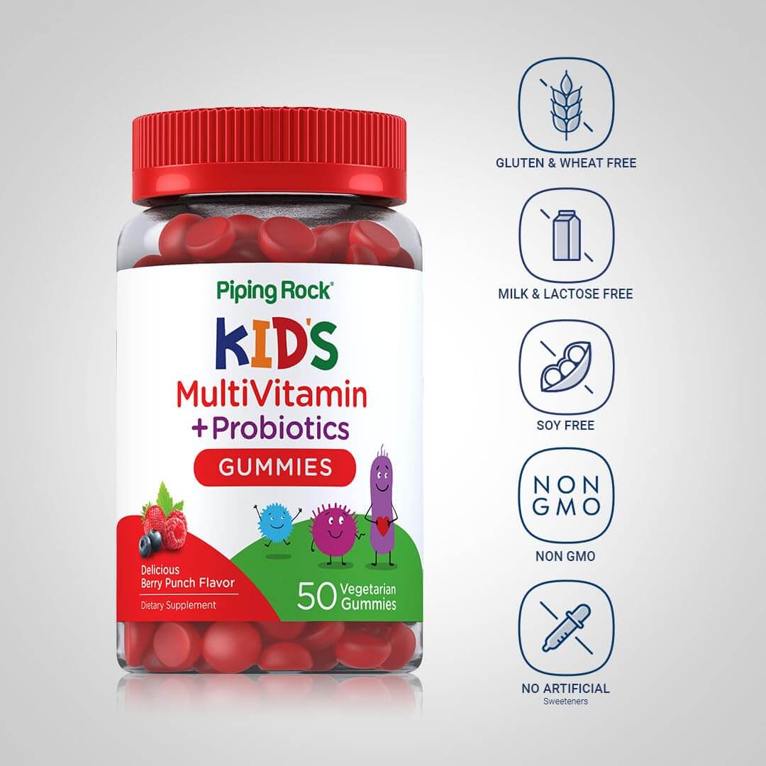 Close-up of kid-friendly gummy vitamin with probiotics