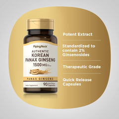 Piping Rock label close-up highlighting standardized 2% ginsenosides and extract strength