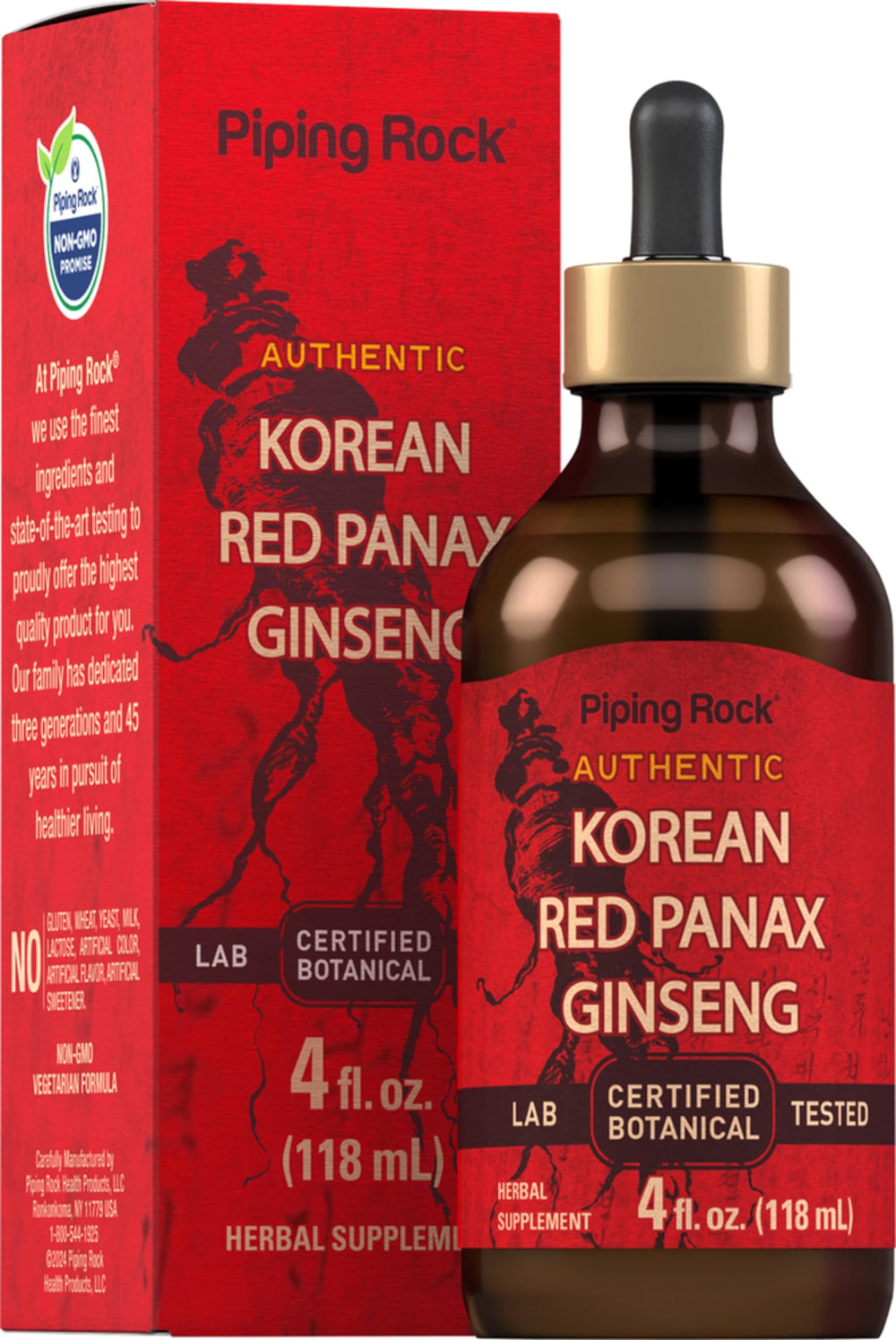 Piping Rock front bottle view showing label and 4 fl oz size benefit