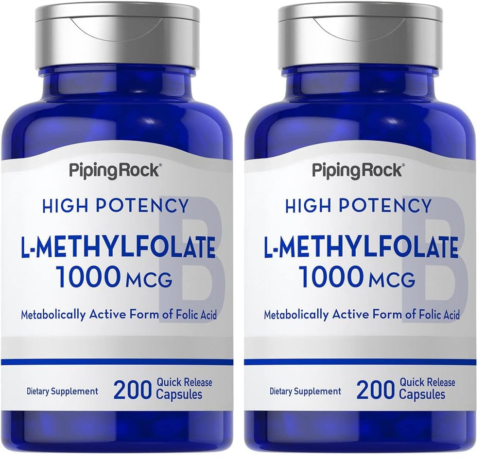 Piping Rock L-Methylfolate 1000 mcg bottle – 200 capsules, Pack of 2