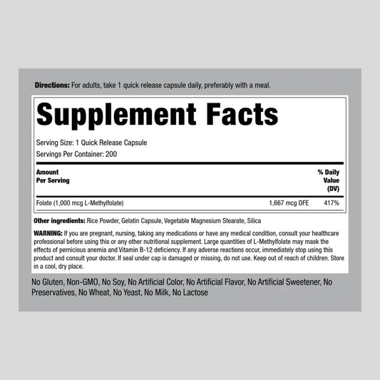 Close-up of L-Methylfolate (5-MTHF) capsules