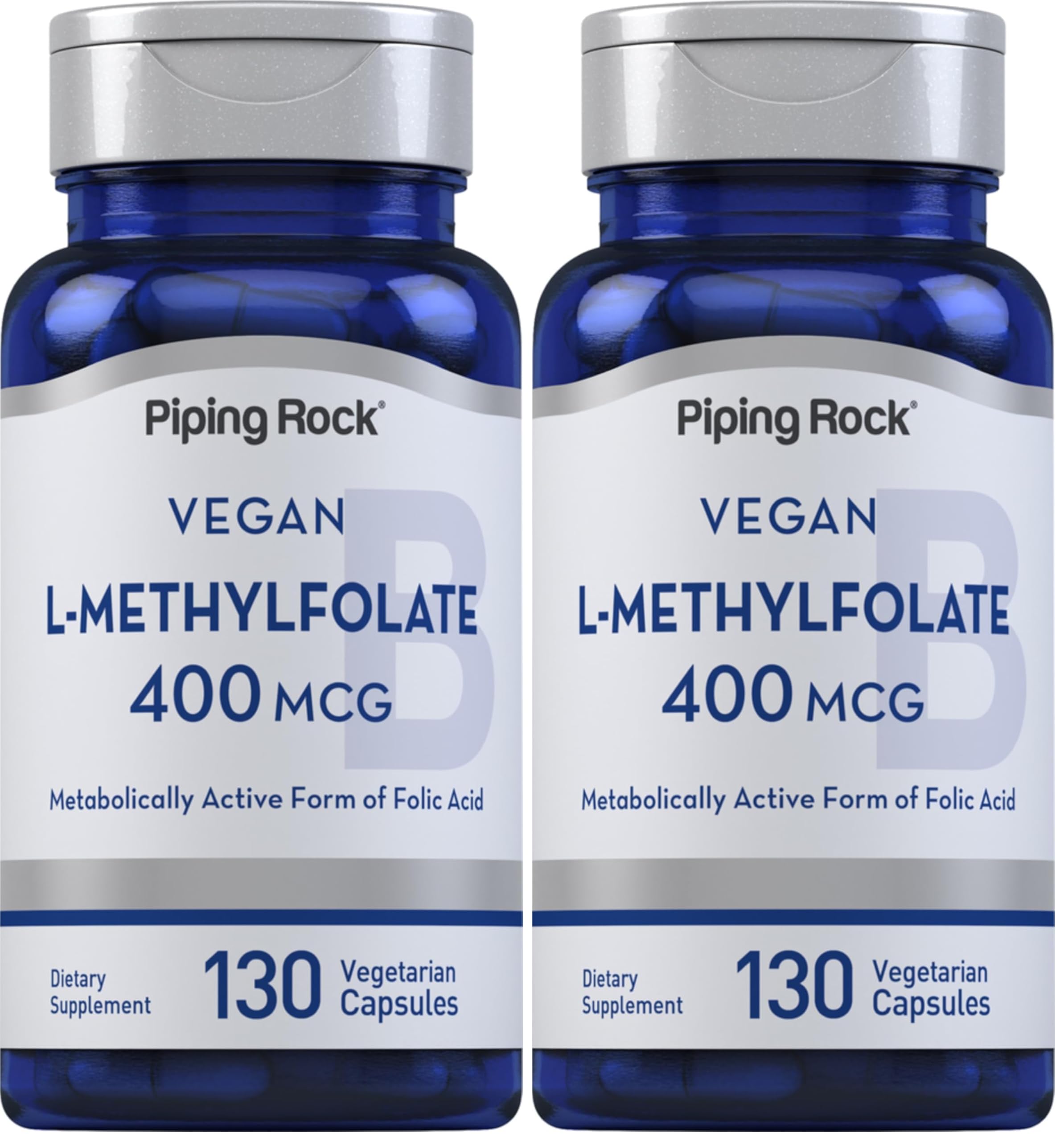 Piping Rock L-Methylfolate 400 mcg bottle with 130 capsules