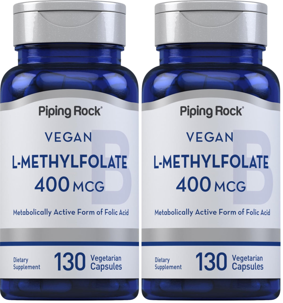 Piping Rock L-Methylfolate 400 mcg bottle with 130 capsules