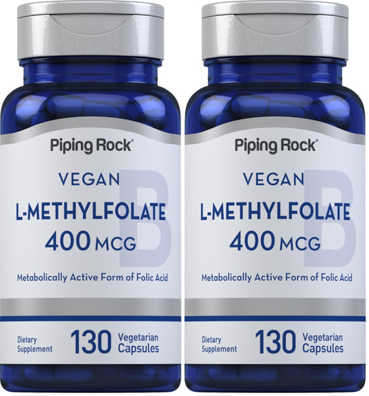 Piping Rock L-Methylfolate 400 mcg bottle with 130 capsules