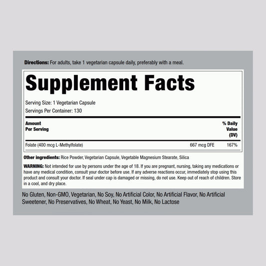 Two-pack of L-Methylfolate supplements in bottles