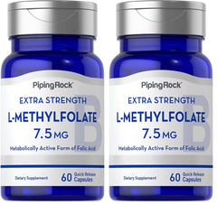 Piping Rock L-Methylfolate 7.5 mg bottle label