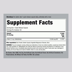 close-up of a single capsule highlighting Piping Rock L-Methylfolate texture and purity benefit