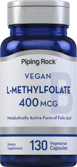 Piping Rock front label showing L‑Methylfolate benefits and capsule count