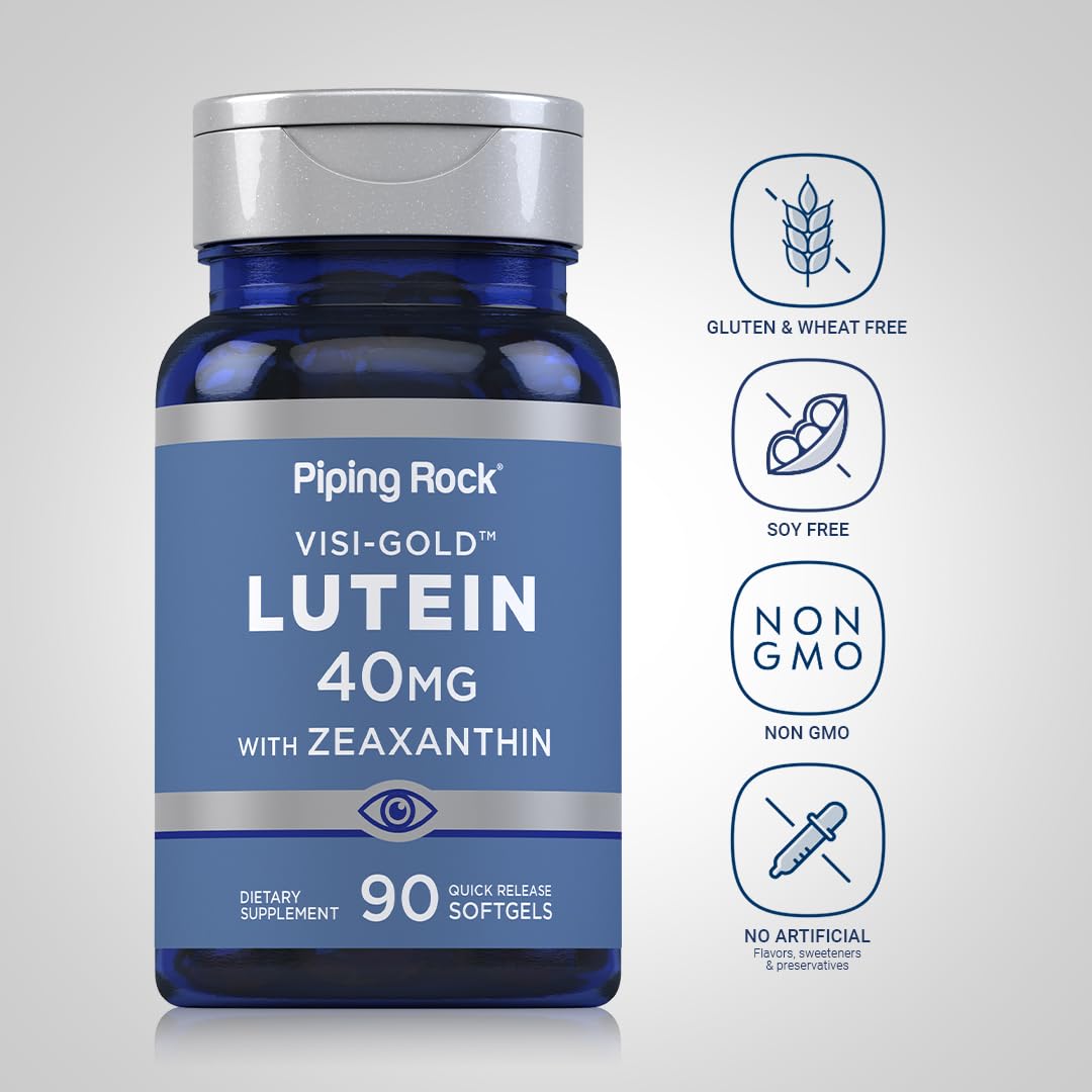 Piping Rock nutrition label close-up showing lutein and zeaxanthin amounts