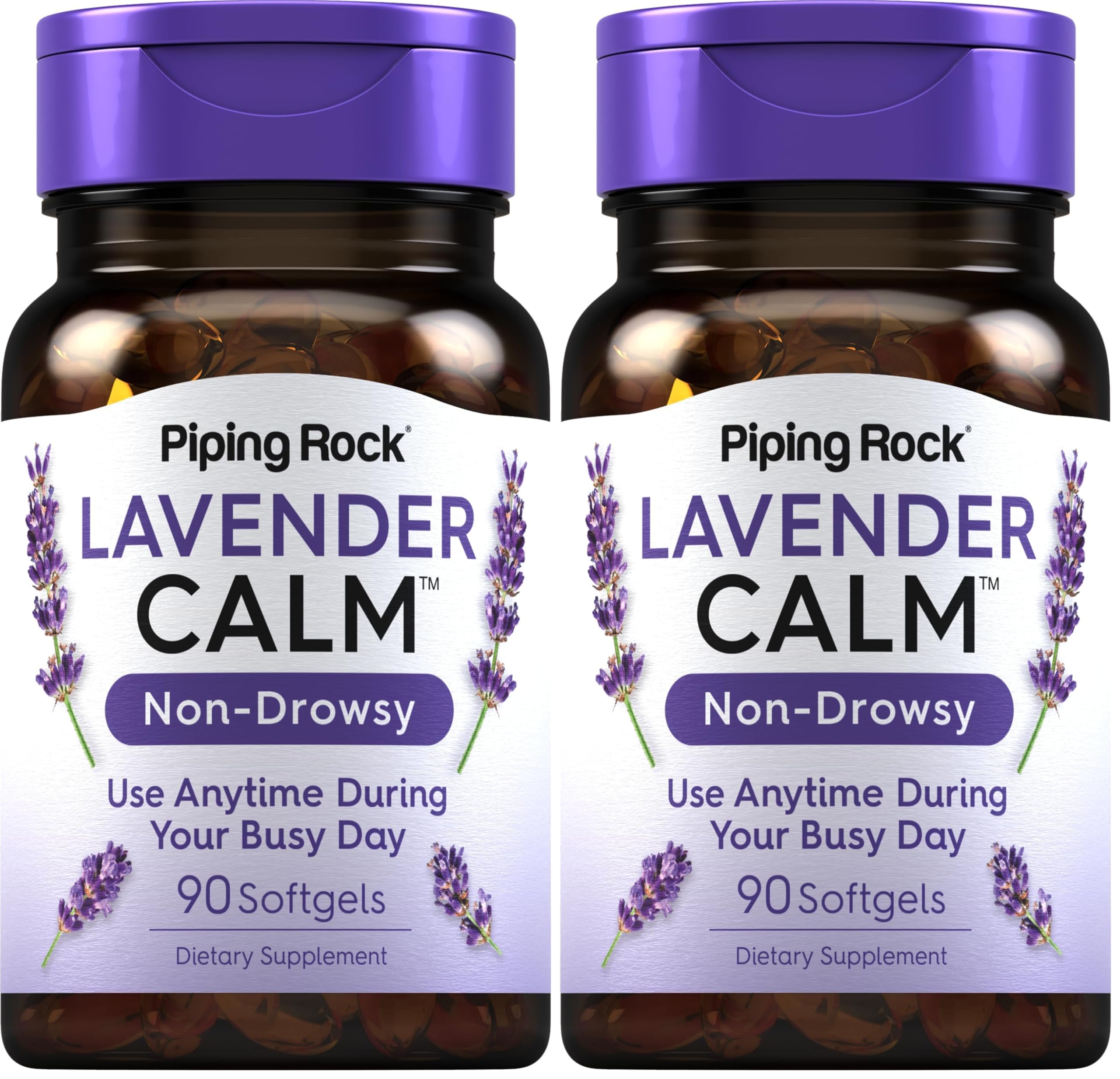Piping Rock Lavender Calm Pills bottle – 80mg lavender softgels, pack of 2