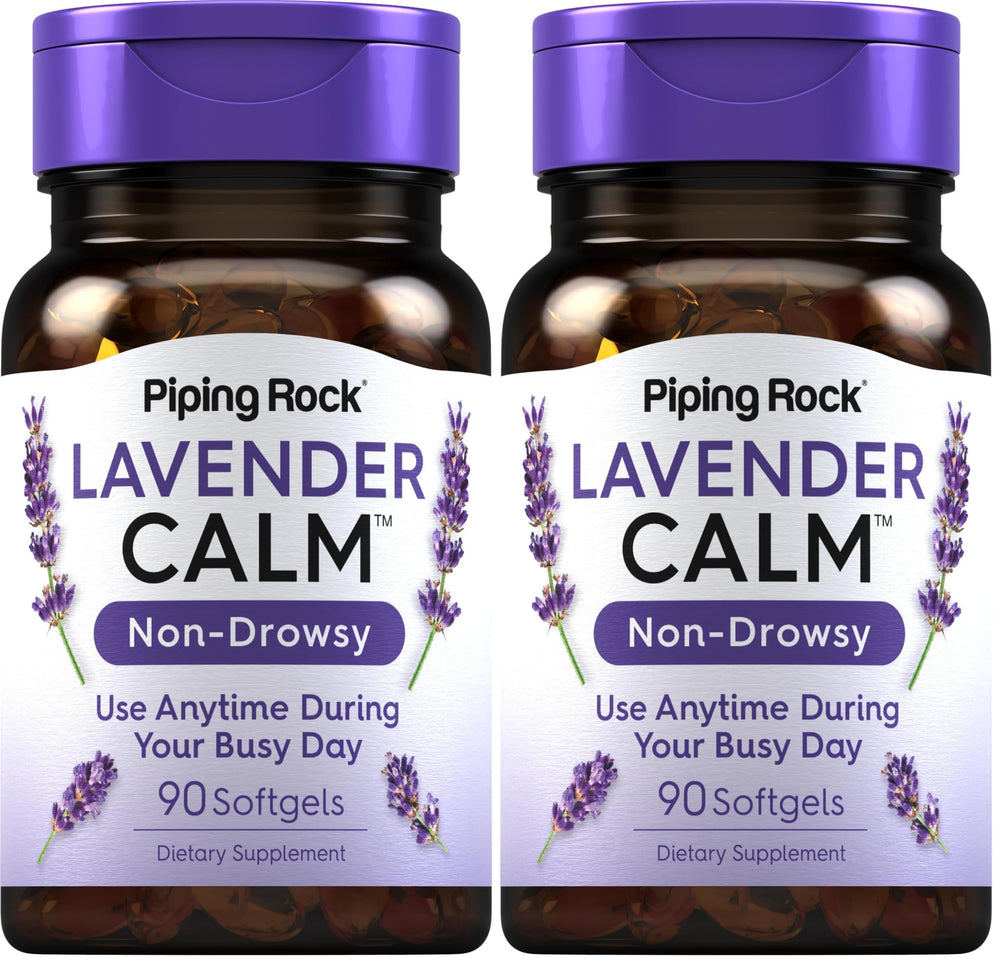 Piping Rock Lavender Calm Pills bottle – 80mg lavender softgels, pack of 2
