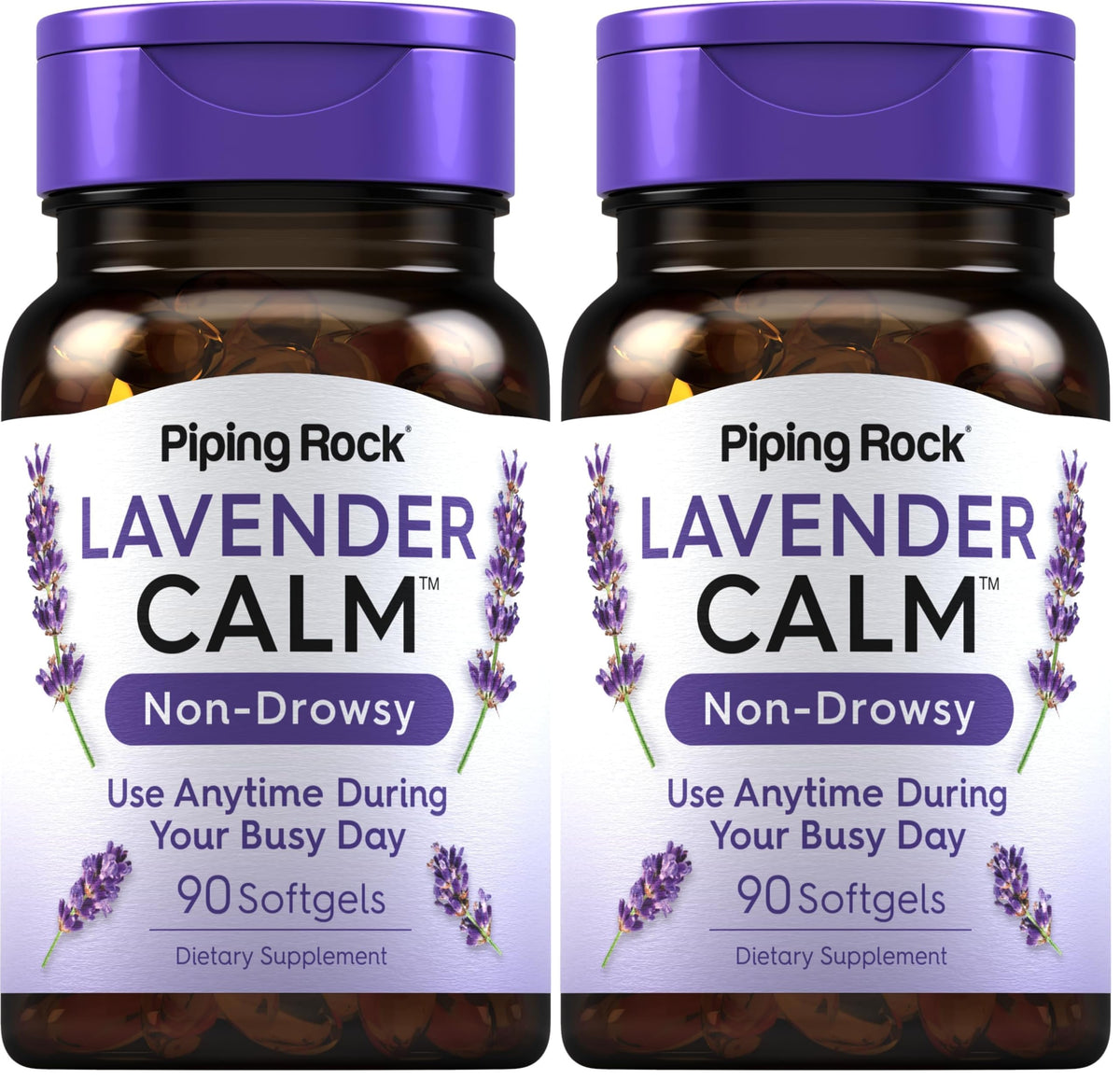 Piping Rock Lavender Calm Pills bottle – 80mg lavender softgels, pack of 2