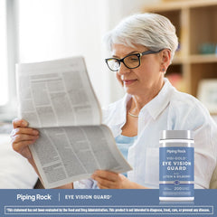 Piping Rock bottle on kitchen table near glasses suggesting daily routine convenience
