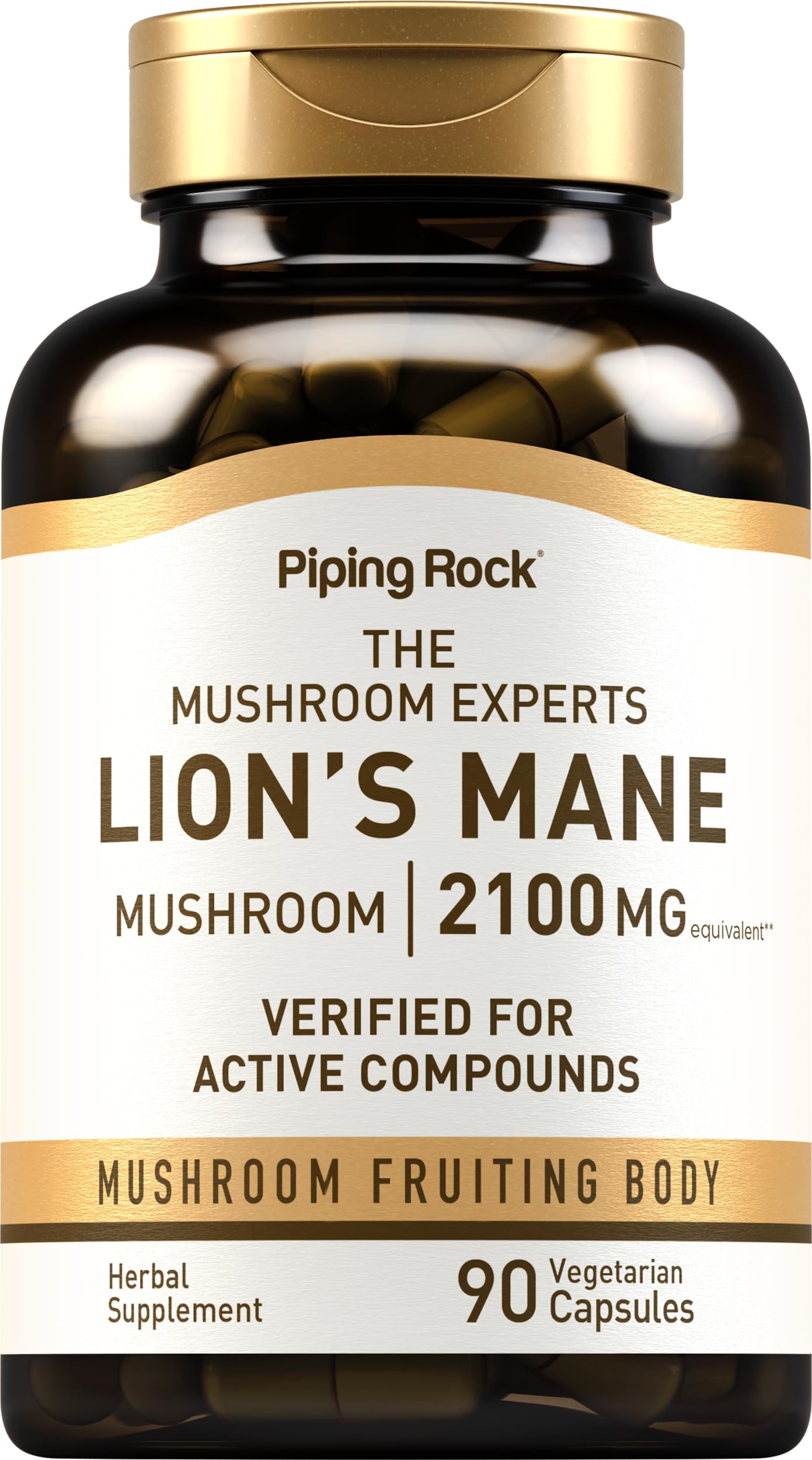 Piping Rock Lions Mane 2100mg capsules bottle – hero image