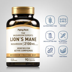 Vegetarian Lions Mane capsules with bottle