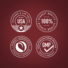 Laboratory-tested quality badge on supplement bottle