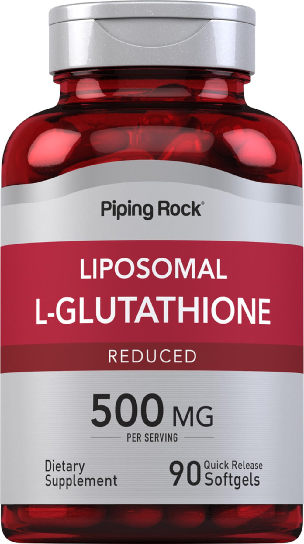 Hero image: Piping Rock Liposomal Glutathione 500mg bottle
