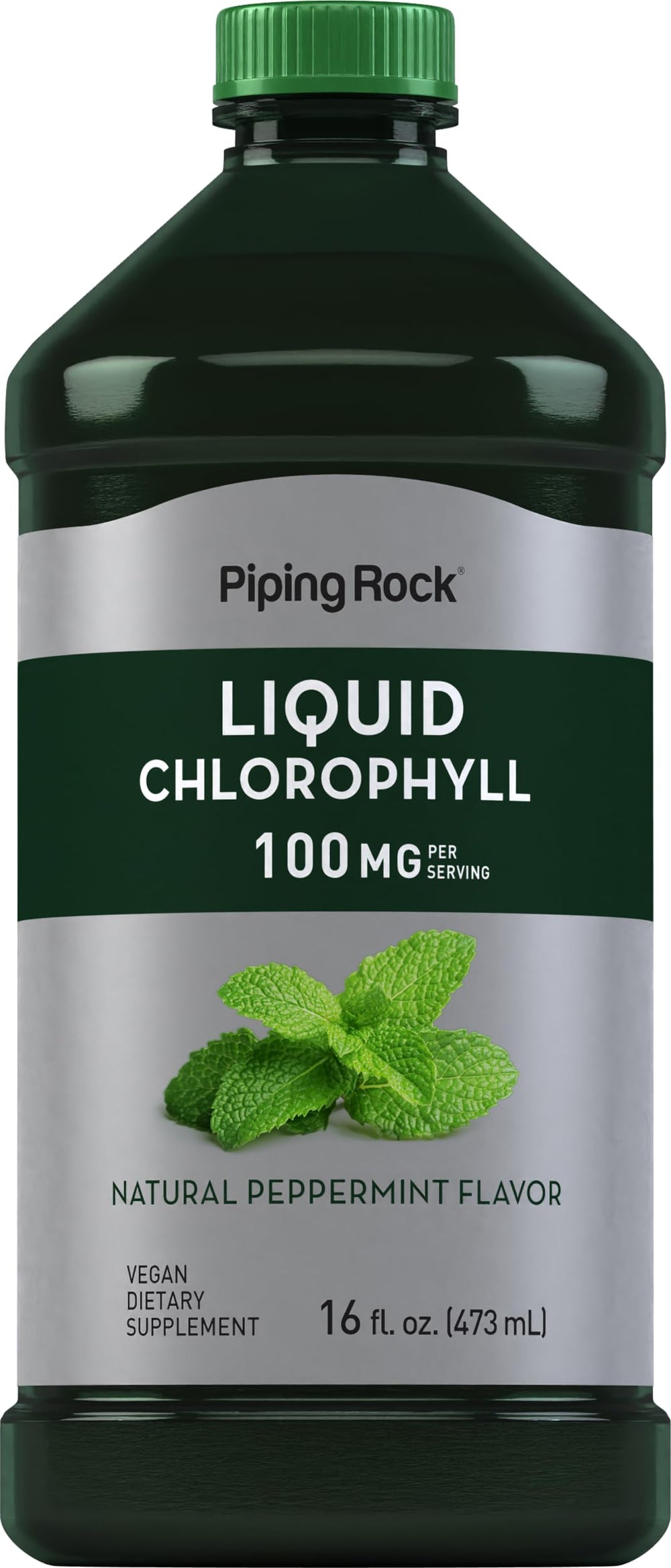 Piping Rock bottle front view showing label and 16 fl oz size, clear overview benefits