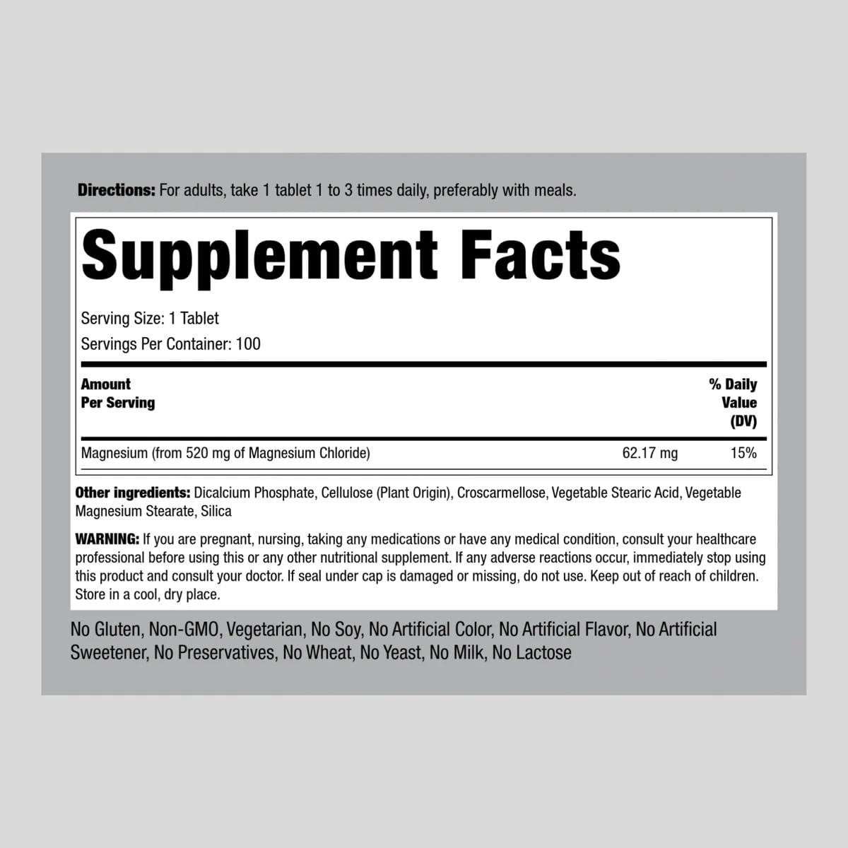 Close-up of magnesium chloride 520mg vegetarian tablet