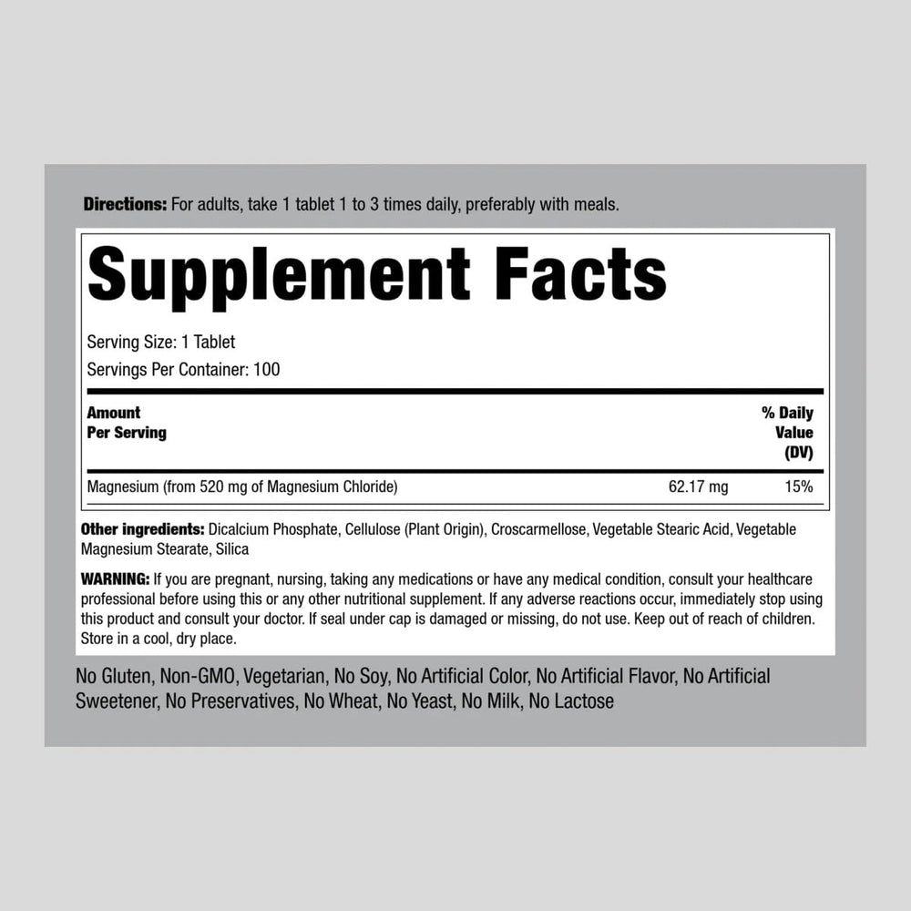 Piping Rock Magnesium Chloride 520mg bottle angled view