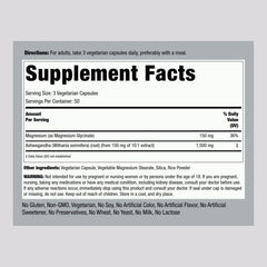 Packaging details for Piping Rock Magnesium Glycinate and Ashwagandha – 150 capsules (Pack of 2)